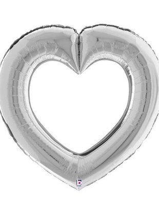 32in Betallic Linking Heart Silver Balloon - Joker Party Supply