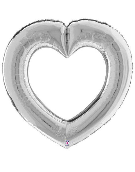 32in Betallic Linking Heart Silver Balloon - Joker Party Supply