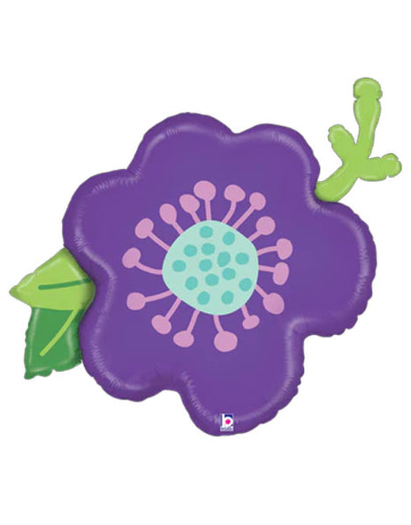 30in Betallic Purple Flower Balloon - Joker Party Supply