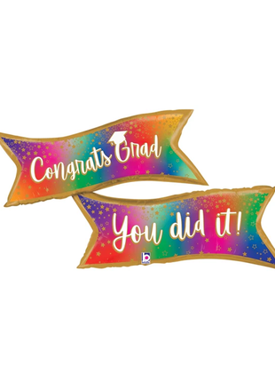 49in Betallic Colorful Congrats Grad You Did It! Banner Balloon