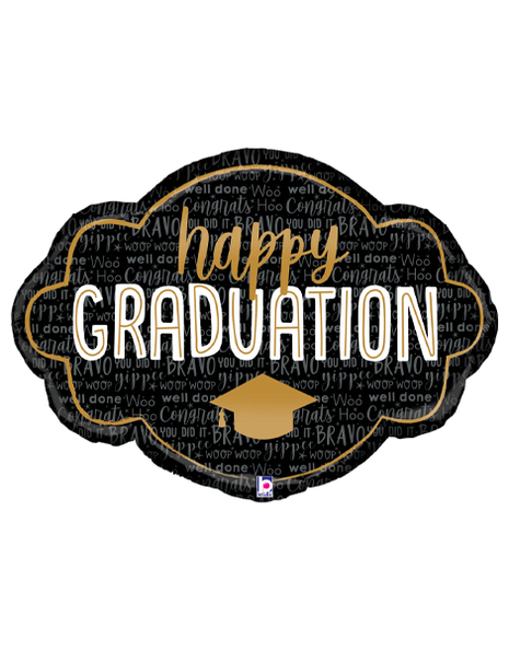 30in Betallic Happy Graduation Frame Balloon