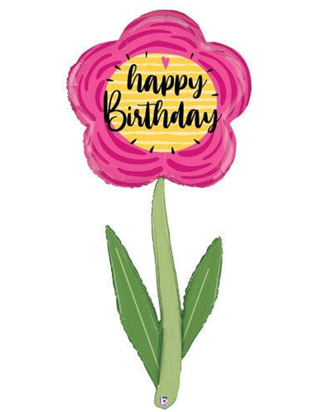 60in Betallic Happy Birthday Flower Balloon - Joker Party Supply