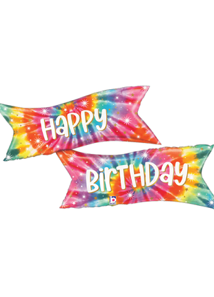 45in Betallic Tie-Dye Happy Birthday Banner Balloon - Joker Party Supply