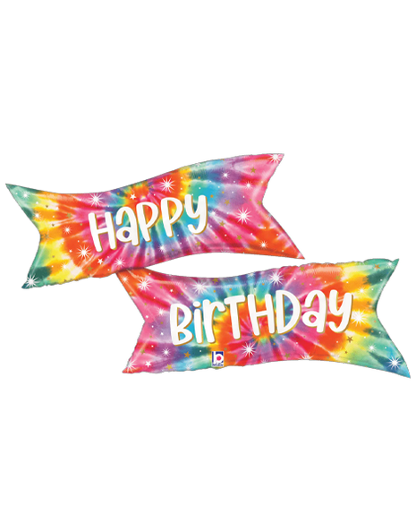 45in Betallic Tie-Dye Happy Birthday Banner Balloon - Joker Party Supply