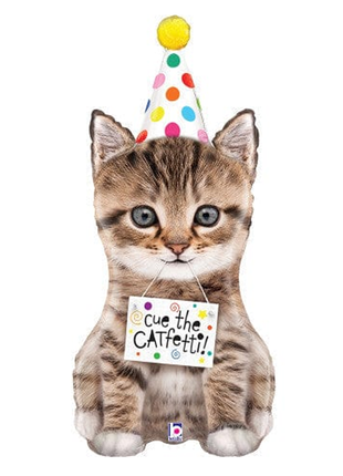 36in Betallic Cue The Catfetti Cat Balloon - Joker Party Supply