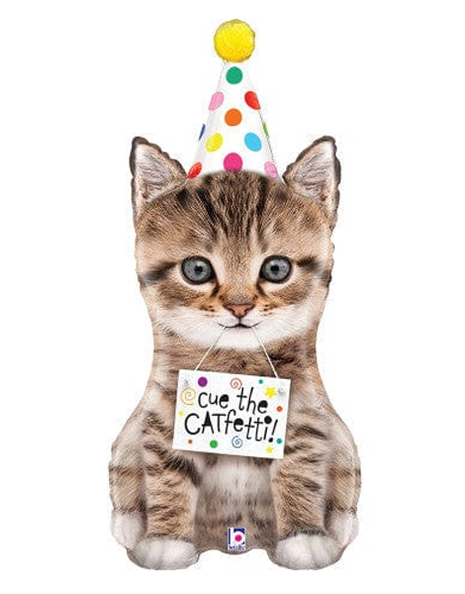 36in Betallic Cue The Catfetti Cat Balloon - Joker Party Supply