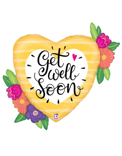 35in Betallic Get Well Soon Flowers Balloon - Joker Party Supply