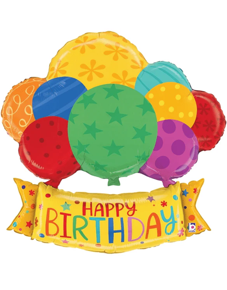 29in Betallic Birthday Balloons Banner - Joker Party Supply