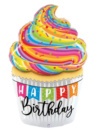 60in Betallic Happy Birthday Special Delivery Cupcake Balloon - Joker Party Supply