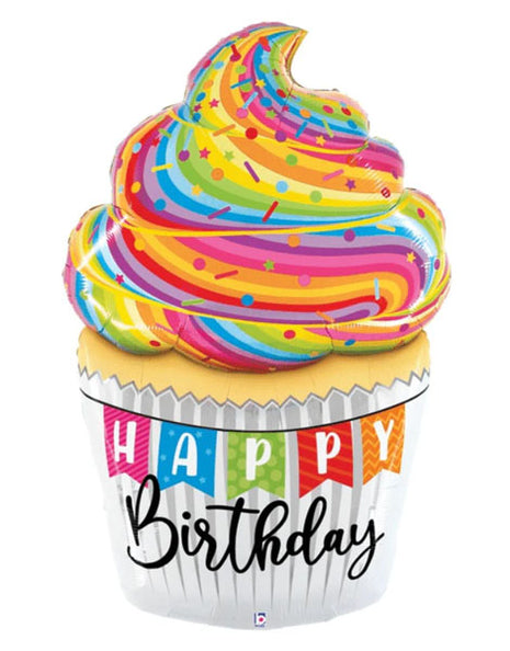 60in Betallic Happy Birthday Special Delivery Cupcake Balloon - Joker Party Supply