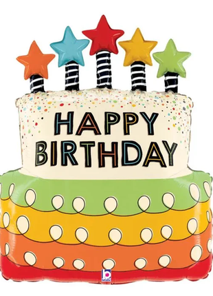 26in Betallic Candle Star Birthday Cake Balloon - Joker Party Supply