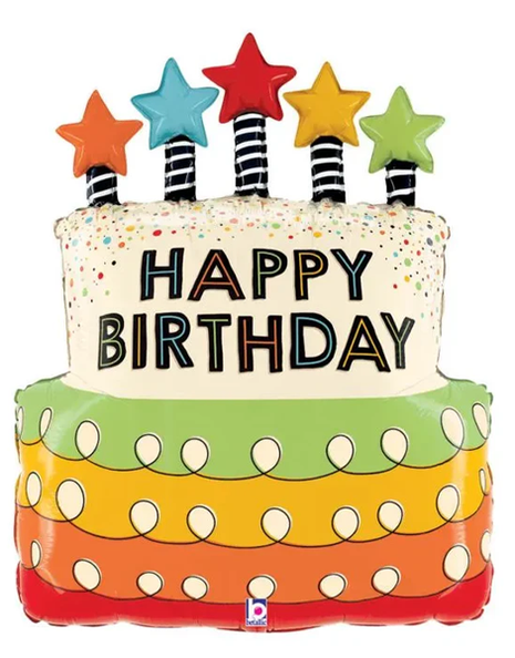 26in Betallic Candle Star Birthday Cake Balloon - Joker Party Supply