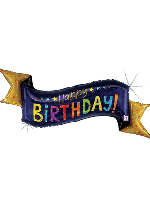 45in Betallic Holographic Navy Birthday Banner Balloon - Joker Party Supply