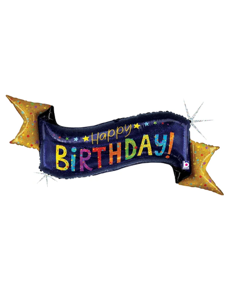 45in Betallic Holographic Navy Birthday Banner Balloon - Joker Party Supply