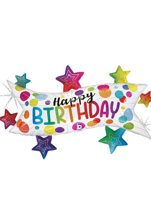 37in Betallic Birthday Banner Stars Balloon