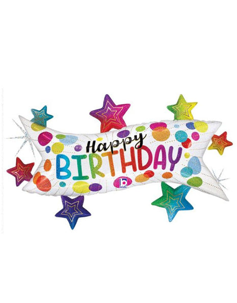 37in Betallic Birthday Banner Stars Balloon