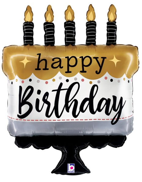 28in Betallic Satin Metallic Birthday Cake Balloon - Joker Party Supply