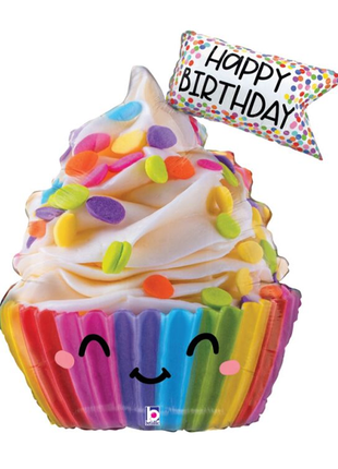 31in Betallic Happy Birthday Cute Cupecake Balloon - Joker Party Supply