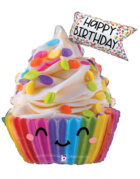 31in Betallic Happy Birthday Cute Cupecake Balloon - Joker Party Supply