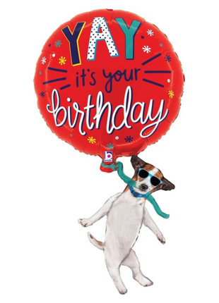 37in Betallic YAY Birthday Dog Balloon - Joker Party Supply