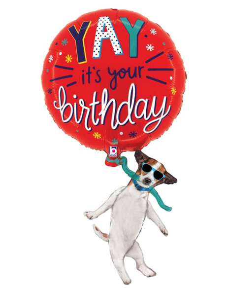 37in Betallic YAY Birthday Dog Balloon - Joker Party Supply