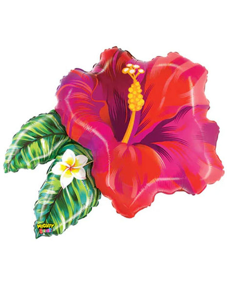 30in Betallic Mighty Red Tropical Flower Balloon - Joker Party Supply