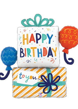 35in Betallic Happy Birthday Gift Balloon - Joker Party Supply
