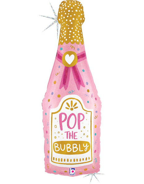 37in Betallic Holographic Bubbly Champagne Bottle Balloon - Joker Party Supply