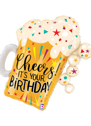 27in Betallic Cheers It's Your Birthday Beer Balloon - Joker Party Supply