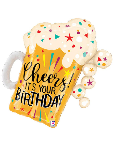 27in Betallic Cheers It's Your Birthday Beer Balloon - Joker Party Supply