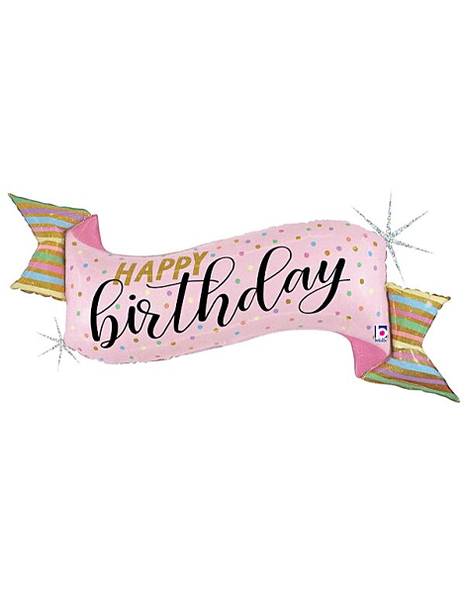 45in Betallic Holographic Pastel Birthday Banner Balloon - Joker Party Supply