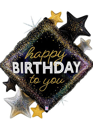 38in Betallic Metallic Birthday Diamond Stars Balloon