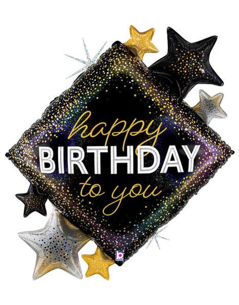 38in Betallic Metallic Birthday Diamond Stars Balloon
