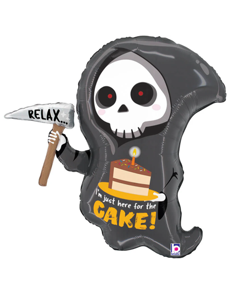 25in Betallic Grim Reaper Birthday Cake Balloon - Joker Party Supply