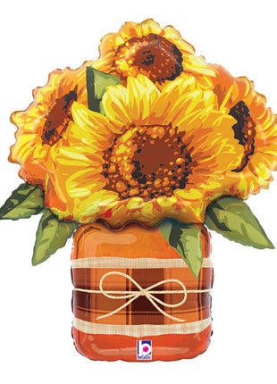 26in Betallic Sunflower Mason Jar Balloon