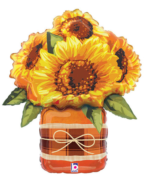 26in Betallic Sunflower Mason Jar Balloon
