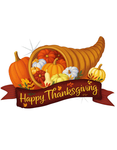 37in Betallic Cornucopia Thanksgiving Banner Balloon