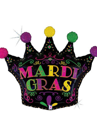 30in Betallic Mardi Gras Filigree Crown Balloon