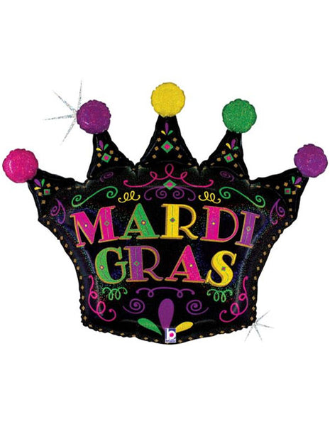 30in Betallic Mardi Gras Filigree Crown Balloon