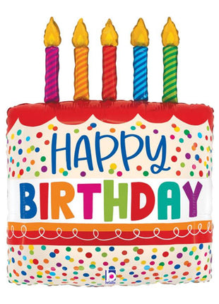 30in Betallic Birthday Cake Bright Candles Balloon