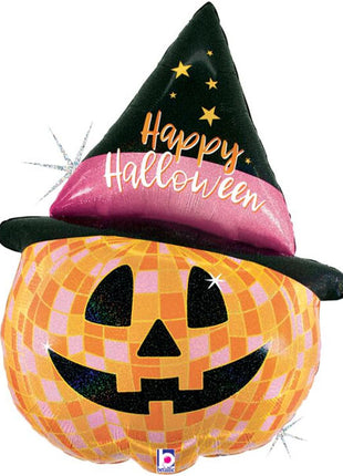 Globo de Halloween con forma de calabaza disco de Betallic de 33 pulgadas