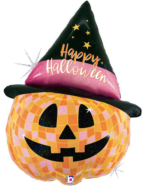 33in Betallic Disco Halloween Jack-O-Lantern Balloon