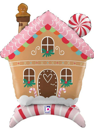 30in Betallic Air-Fill Standup Gingerbread House Balloon