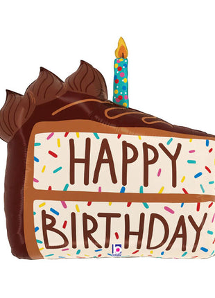 28in Betallic Birthday Chocolate Cake Slice Balloon