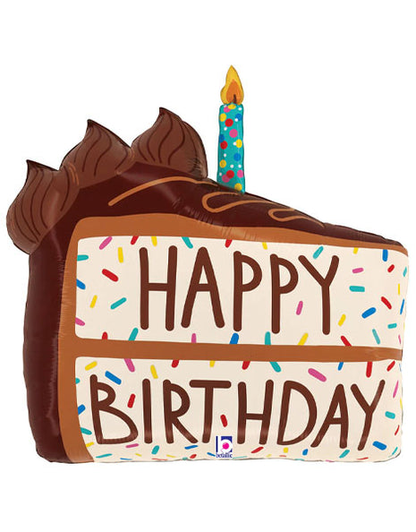 28in Betallic Birthday Chocolate Cake Slice Balloon
