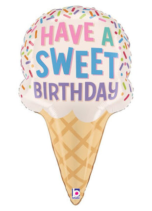 28in Betallic Sweet Birthday Ice Cream Cone Balloon