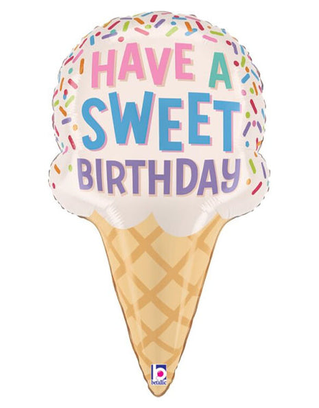 28in Betallic Sweet Birthday Ice Cream Cone Balloon