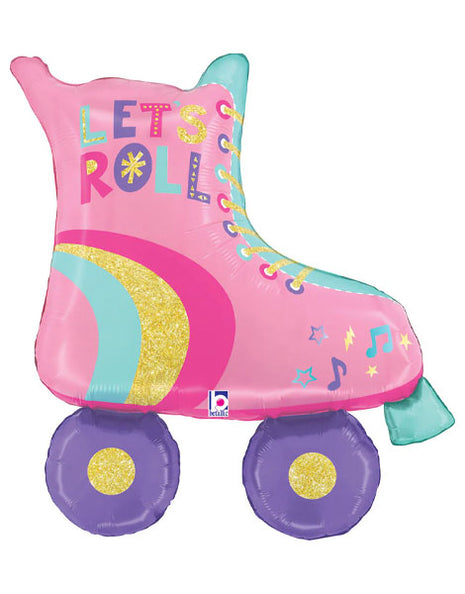 33in Betallic Pink Roller Skate Balloon