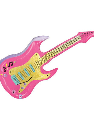 39in Betallic Pink Electric Guitar Balloon