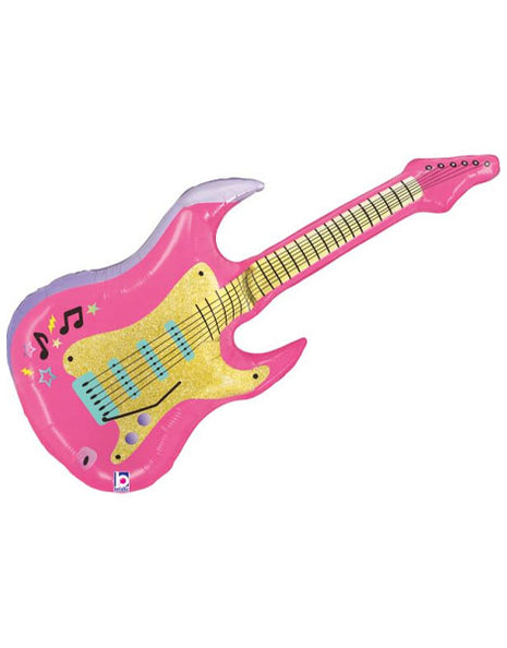 39in Betallic Pink Electric Guitar Balloon